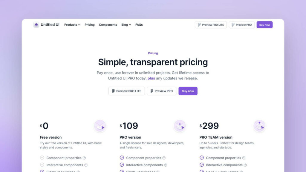 Untitled UI pricing