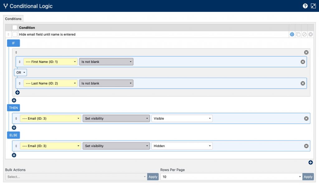 WS Form conditional logic