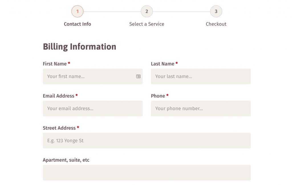 WS Form multi-step form example