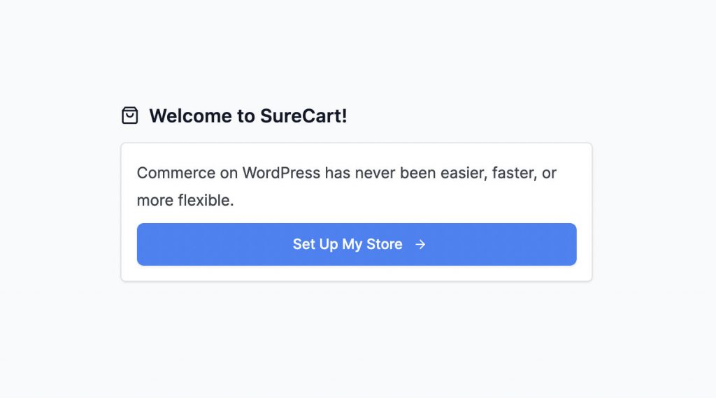 SureCart welcome screen