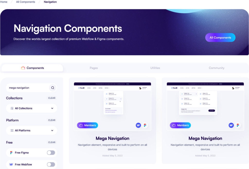 Flowbase's navigation components