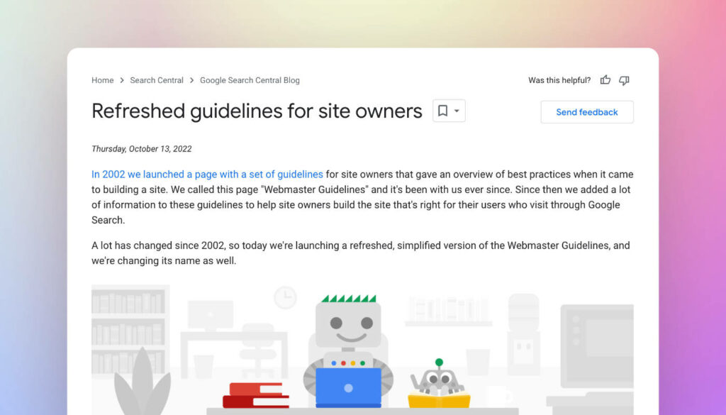 Google refreshed Webmaster Guidelines