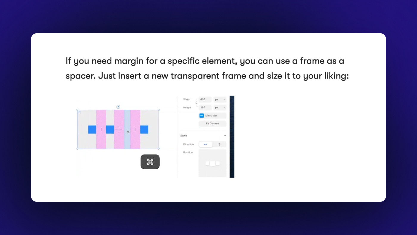 Use a spacer to create margins in Framer