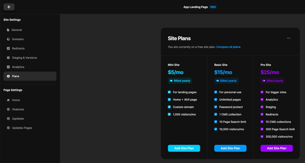 Site plans in Framer