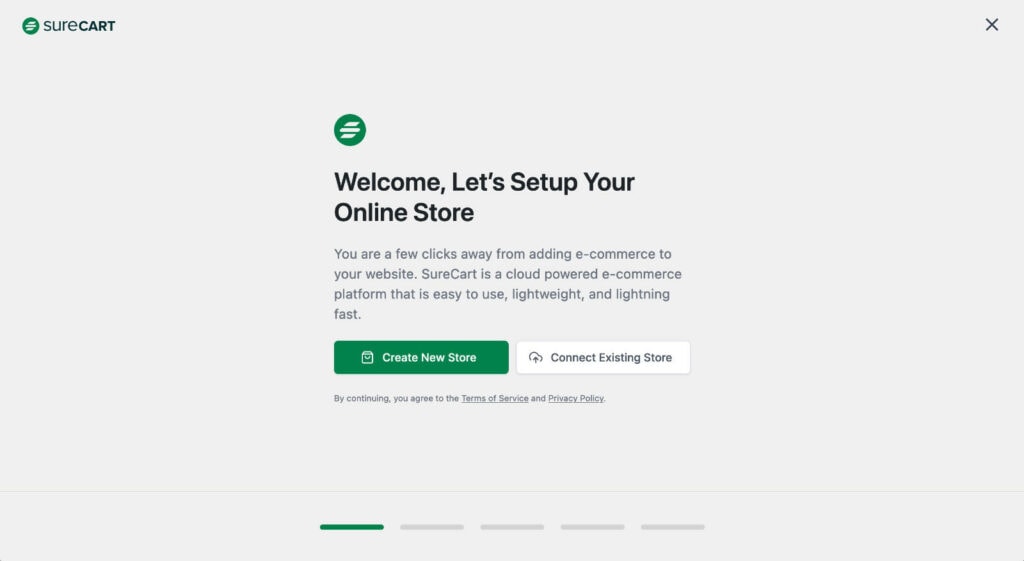 SureCart onboarding welcome page